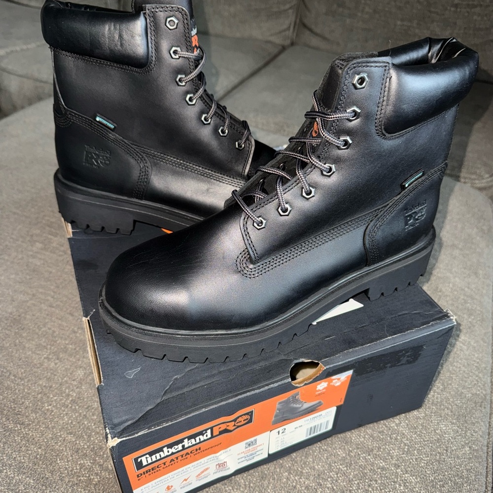 Timberland PRO Men's Black Steel Toe Leather Work Boots